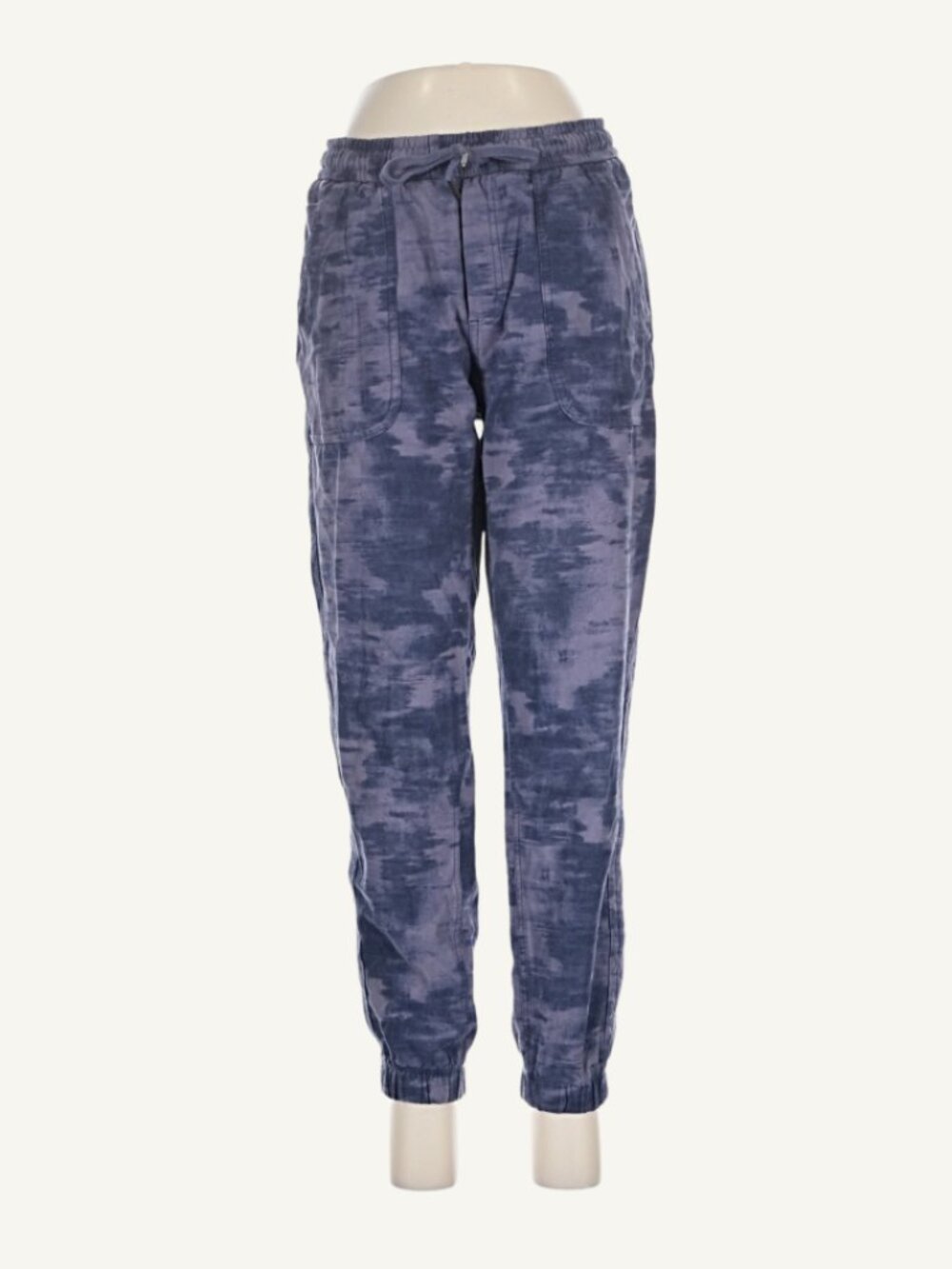 Athleta Farallon Printed Jogger Pants Blue Camo Cotton Blend Size 8 - Picture 3 of 7